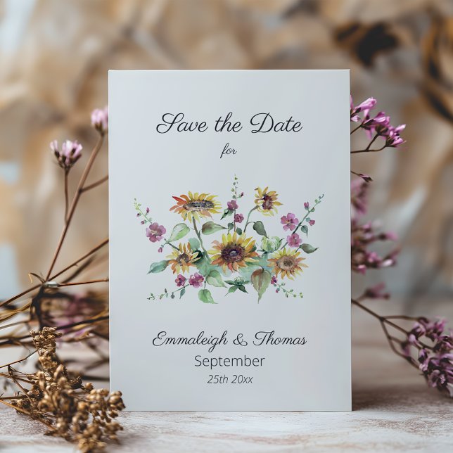 Sunflower Fall Watercolor Florals Save the Date (Creator Uploaded)