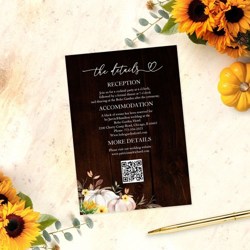 Sunflower Fall Wedding Details Enclosure Cards