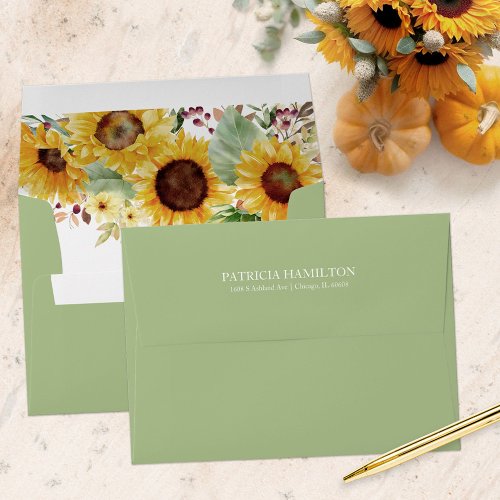 Sunflower Fall Wedding Envelope