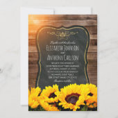Sunflower Fall Wedding Rustic Chalkboard Invitation (Front)