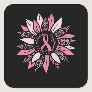 Sunflower Family Matching Breast Cancer Awareness Square Sticker