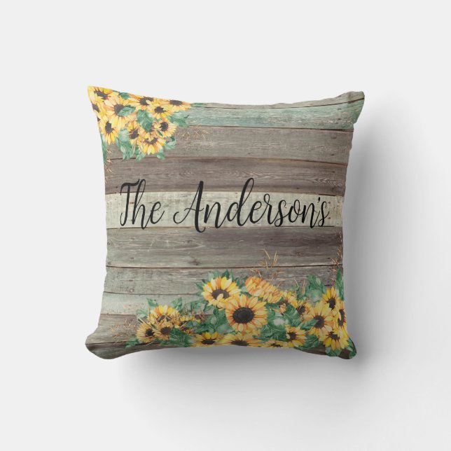 Sunflower Family Name   Throw Pillow (Front)