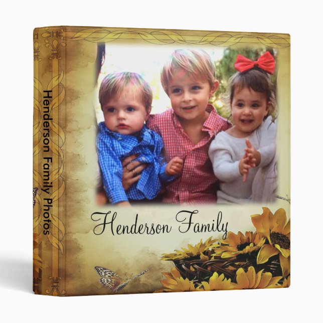 Sunflower Family Photo Album 3 Ring Binder (Front/Spine)