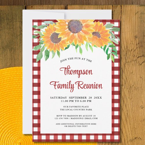 Sunflower Family Reunion  Invitation