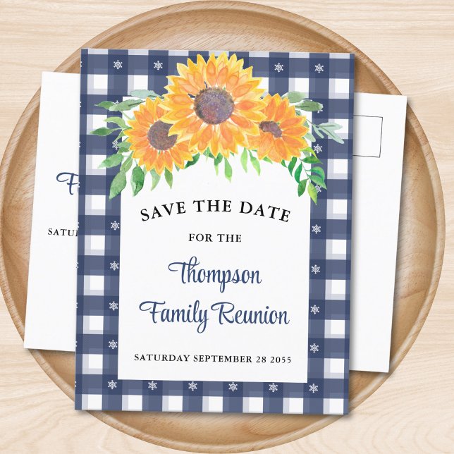 Sunflower Family Reunion Save The Date  Announcement Postcard (Creator Uploaded)