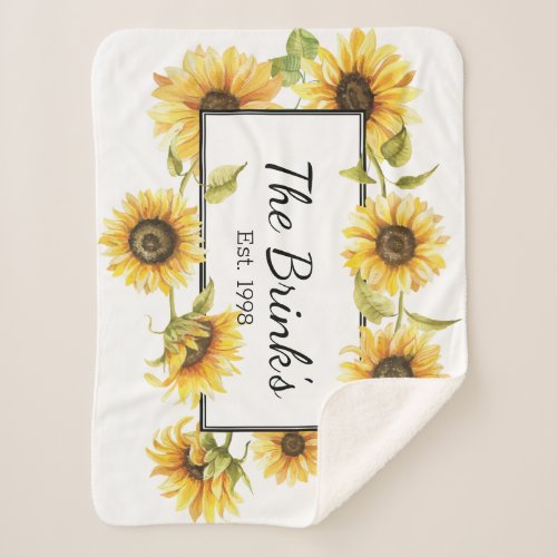 Sunflower Family Sherpa Blanket Customizable