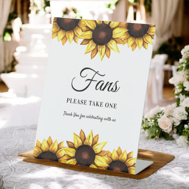 Sunflower Fans Wedding Floral Pedestal Sign (Creator Uploaded)