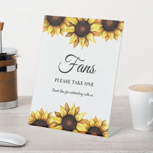 Sunflower Fans Wedding Floral Pedestal Sign