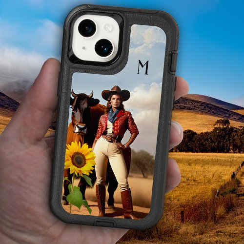 Sunflower Fantasy Cowgirl Country Monogram iPhone 15 Case