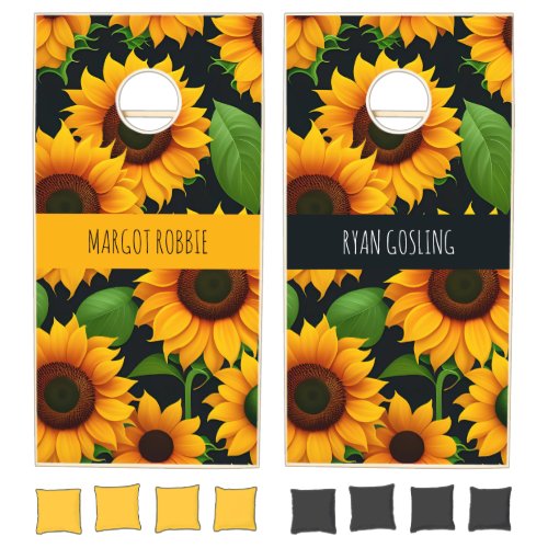 Sunflower Farm 3D Colorful Pattern Cornhole Set