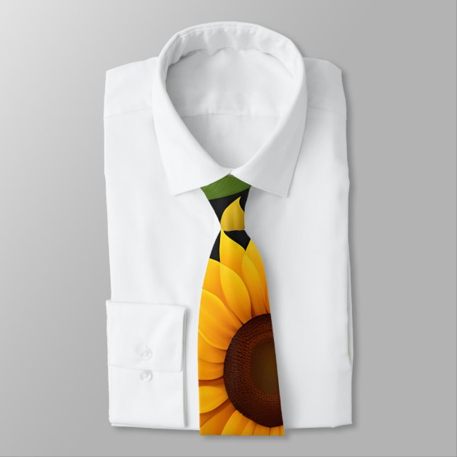 Sunflower Farm 3D Isometric Pattern Neck Tie (Tied)