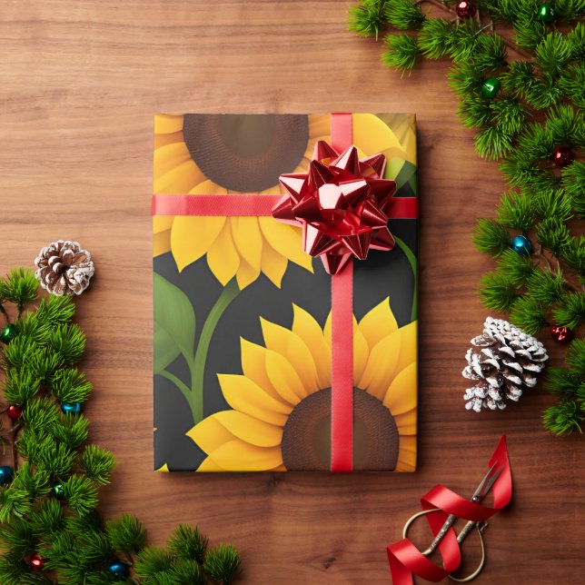 Sunflower Farm 3D Isometric Pattern Wrapping Paper (Holiday Gift)