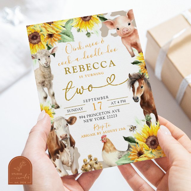 Sunflower Farm Animals Summer Kid's Birthday  Invitation (Creator Uploaded)