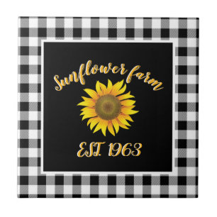 Sunflower farm ceramic tile