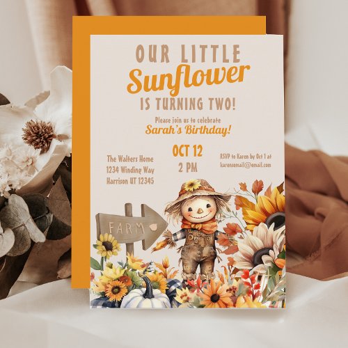 Sunflower Farm Fall Birthday Invitation
