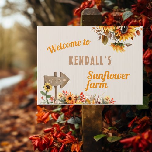 Sunflower Farm Fall Birthday Welcome Sign