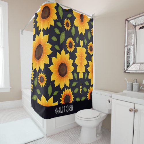 Sunflower Farm Floral Pattern Shower Curtain