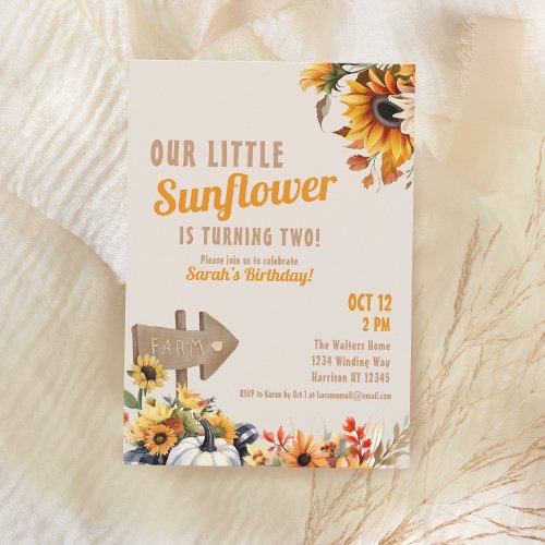 Sunflower Farm Girlâs Birthday Invitation