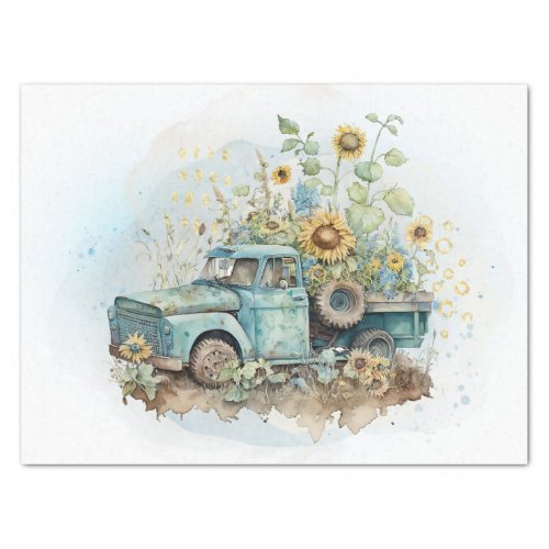 Sunflower Farm Pickup Truck Tissue Paper