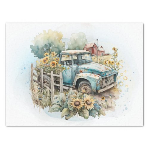 Sunflower Farm Pickup Truck Tissue Paper