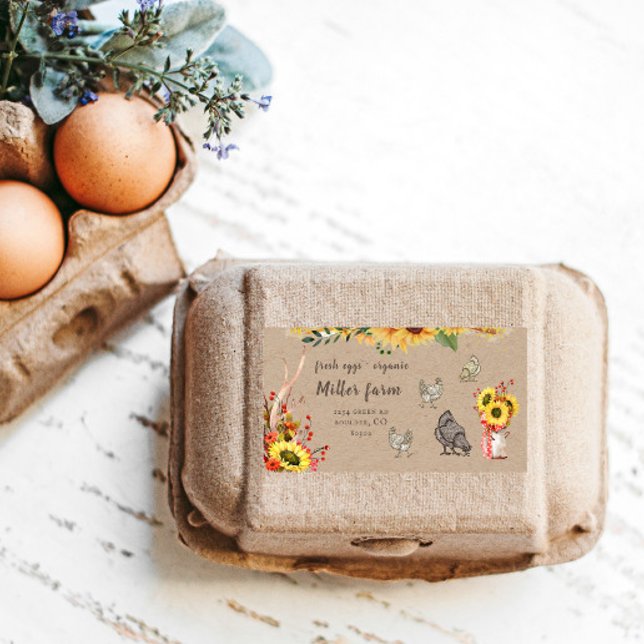 sunflower farmhouse rustic script Egg Carton Label (Creator Uploaded)