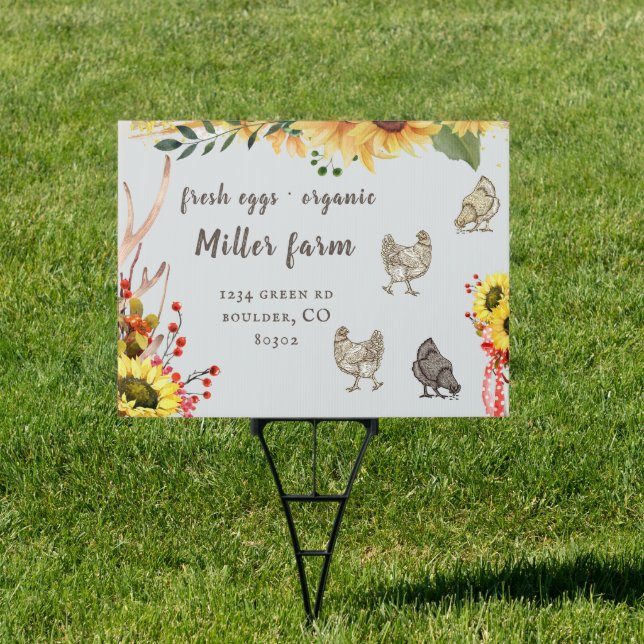 sunflower farmhouse rustic script yard sign (Insitu)