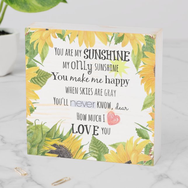 Sunflower Farmhouse Style; You are my Sunshine Wooden Box Sign (In Situ Horizontal)