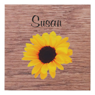 Sunflower Faux Wood Yellow Orange 4Sue (Name) Canvas Print