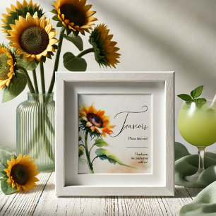 Sunflower Favor Sign Rustic Wedding Decor