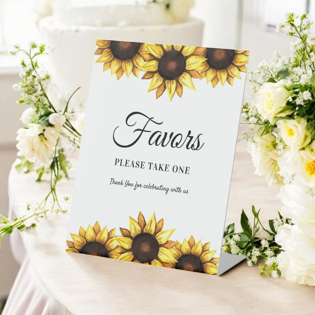 Sunflower Favors Wedding Yellow White  Pedestal Sign (Creator Uploaded)