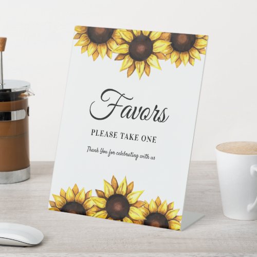 Sunflower Favors Wedding Yellow White  Pedestal Sign