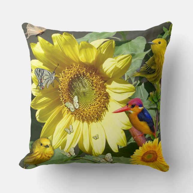 sunflower feast.jpg throw pillow (Front)
