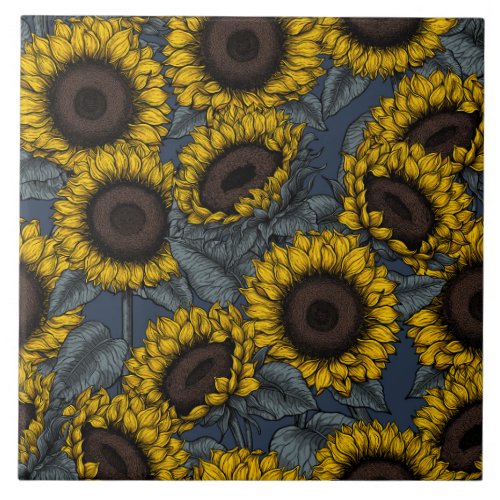 Sunflower field 2 ceramic tile