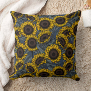 Sunflower field 2 throw pillow