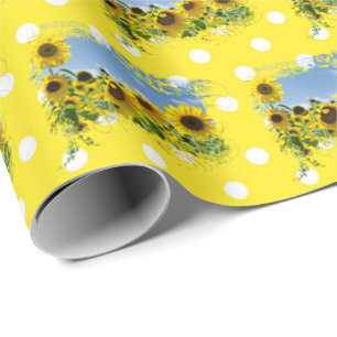 Sunflower Field and Polka Dots Wrapping Paper