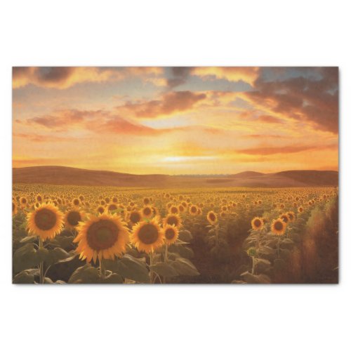 Sunflower Field at Sunset Decoupage Tissue Paper