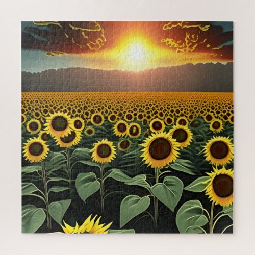 sunflower field at sunset     jigsaw puzzle