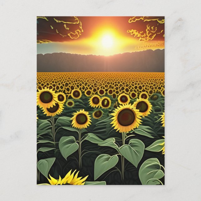 sunflower field at sunset      postcard (Front)