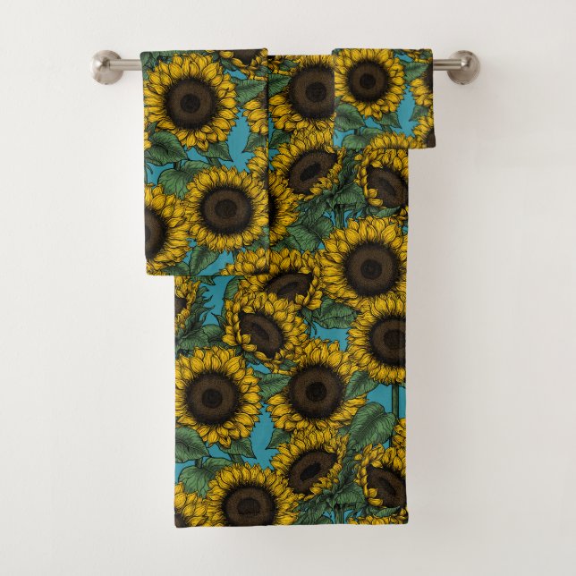 Sunflower field bath towel set (Insitu)