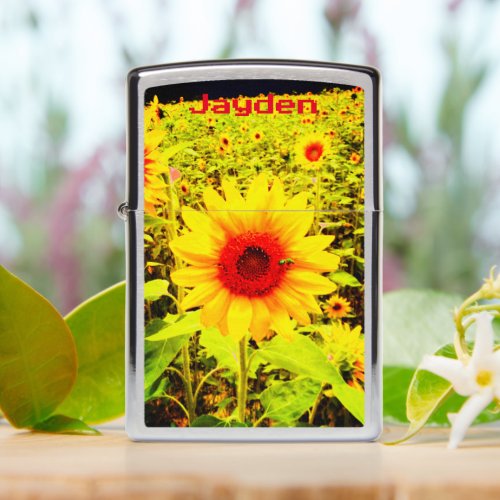 Sunflower Field _ Bee Zippo Lighter