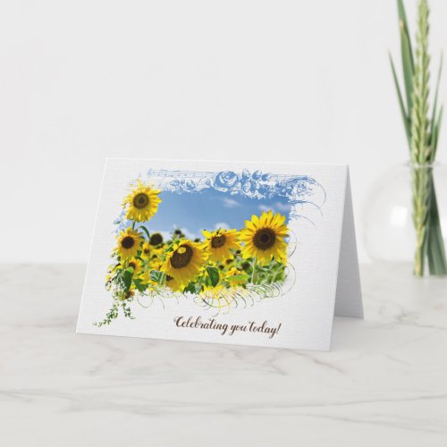 Sunflower Field Birthday Card