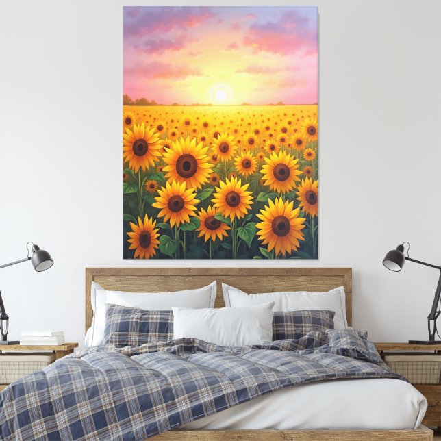 Sunflower field canvas print (Insitu(Bedroom))