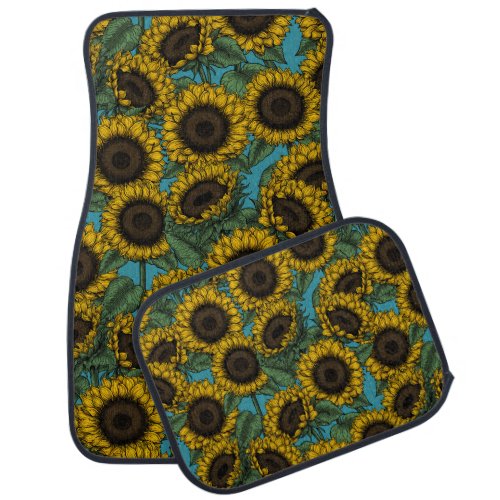 Sunflower field car floor mat