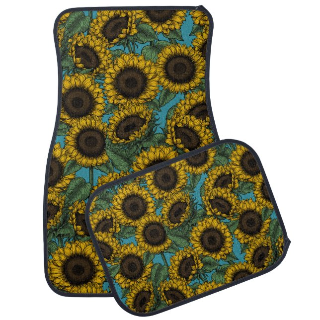 Sunflower field car floor mat (Set)