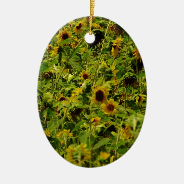 Sunflower field ceramic ornament (Front)