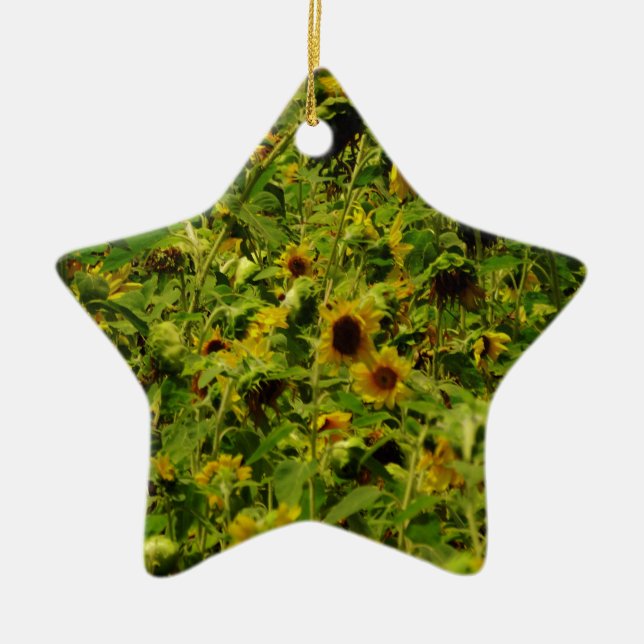 Sunflower field ceramic ornament (Front)
