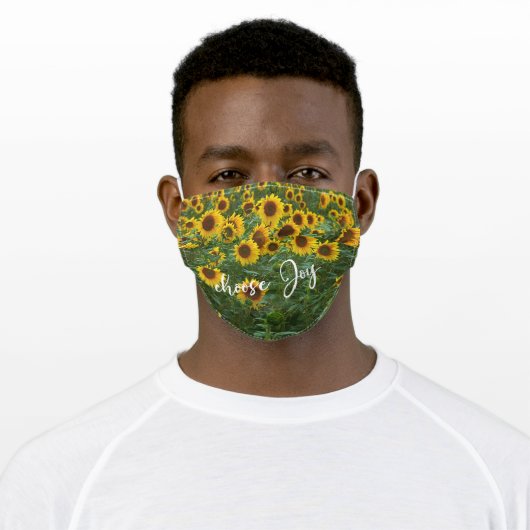 Sunflower Field Choose Joy Quote Adult Cloth Face Mask (Worn)