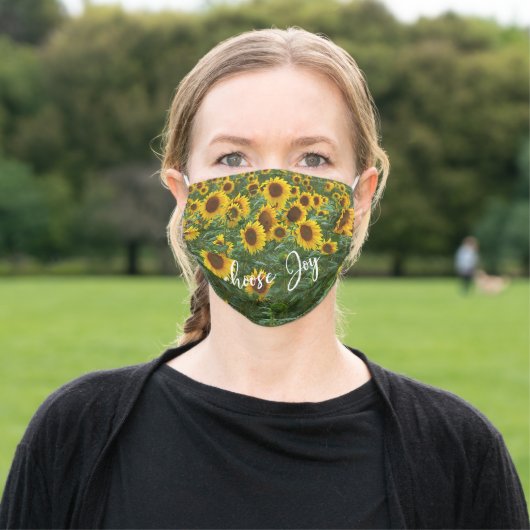 Sunflower Field Choose Joy Quote Adult Cloth Face Mask (Outside)