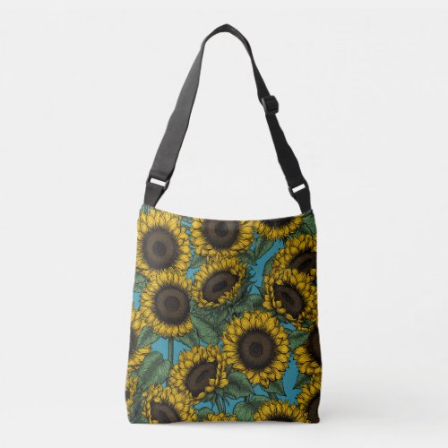 Sunflower field crossbody bag