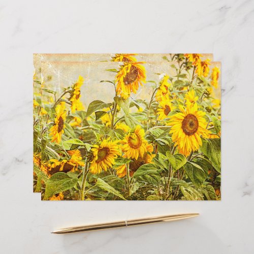 Sunflower Field Decoupage Yellow Vintage Antique